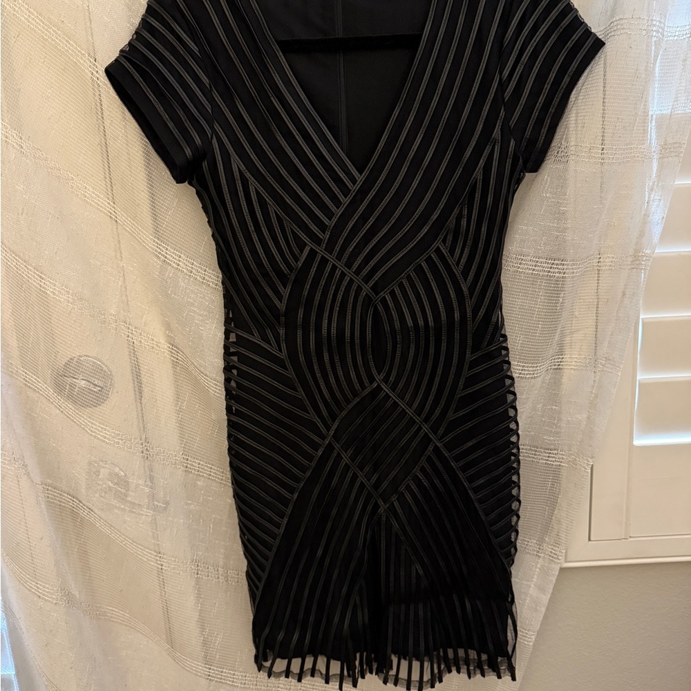 Parker Black V-Neck Bodycon Mini Dress
